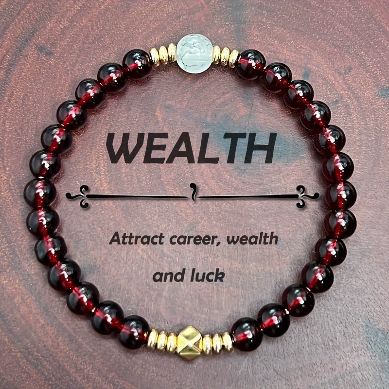 Cross-Border Popular Red Agate Bracelet, Wealth Attraction, Gold Bead Bracelet, Men's and Women's Fashion Jewelry, Wholesale in Stock