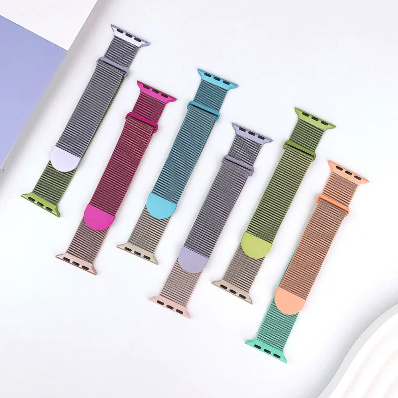 Подходит для iWatch S10 Apple watch ремешок AppleWatch9 Milanese S8 спортивная металлическая магнитная S7