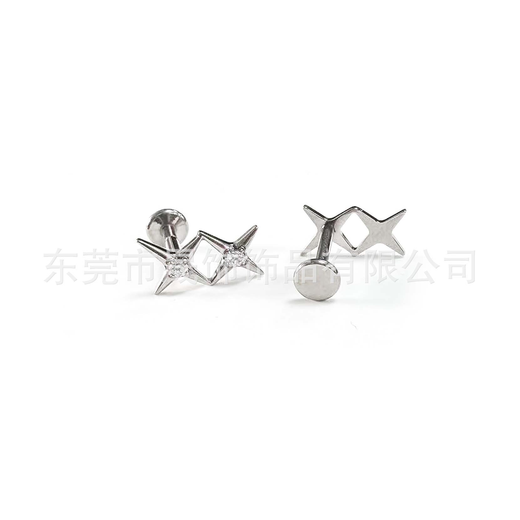 F136 Titanium 拼接 Star Studded 5A Cubic Zirconia Ear Stud Helix Cartilage Stud G23 Implant Grade Titanium 人体 Piercing Jewelry Accessories 头