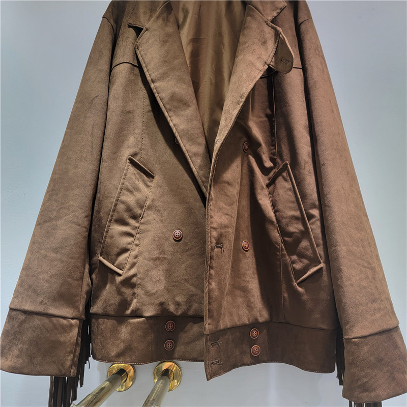 Moda europea y americana retro británico bf tendencia doble hebilla diseño de bordilla alta sensación de 2025 chaqueta de traje de otoño