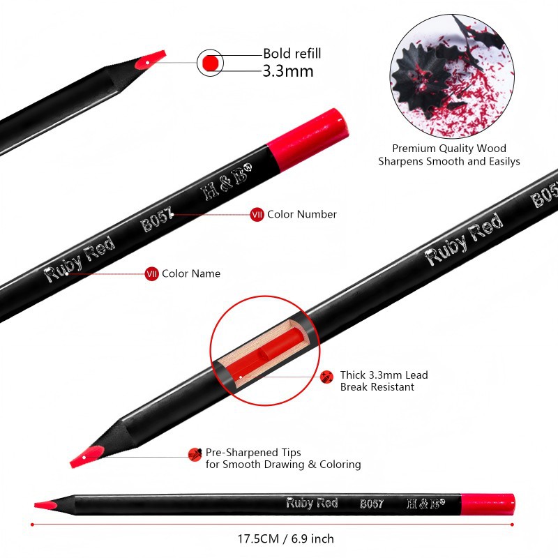 H & B 24 colores 50 negro madera color aceitoso plomo 3,3 plomo suministros de arte herramientas pintura traje pintado a mano cepillo