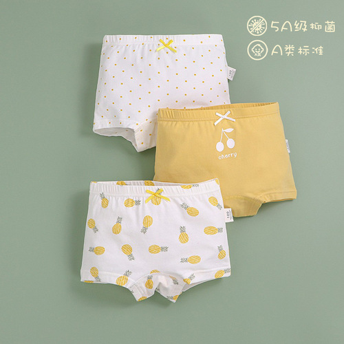 Children's Underwear Summer Girls Pure Cotton Class A Boxer Briefs Baby Antibacterial Cartoon Shorts for Small and Medium-sized Children Girls Wholesale