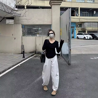 早秋穿搭2024年小个子休闲长袖轻熟风初秋新款女装t恤女韩版新款