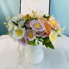 仿真花小把芍藥假花居家裝飾小山茶花絹花酒店裝飾花批發零售