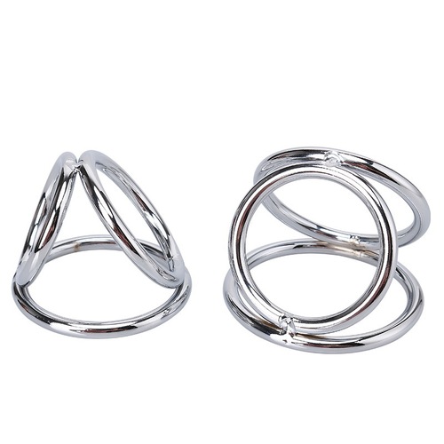 Metal lock sperm ring for men adult sex toy cock three-ring manufacturer direct supply manganese steel penis ring restraint toys