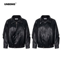 UNBDNS黑色皮衣外套女秋季新款酷飒风小众个性机车复古夹克上衣潮