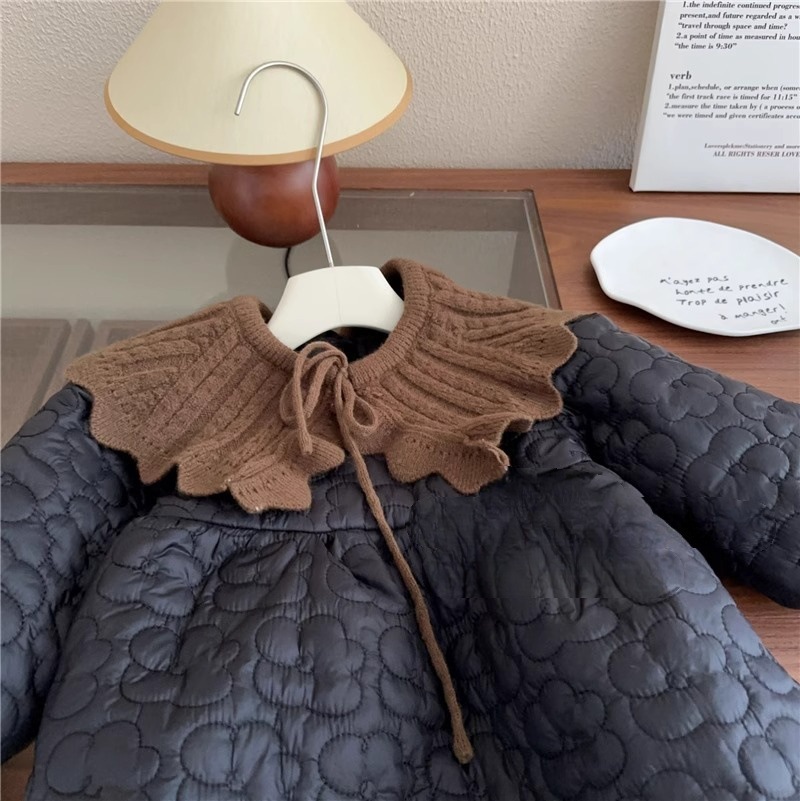 Veste en coton pour filles, nouvelle version coréenne d'automne et d'hiver 2023, robe de princesse à col tricoté pour filles 78172_voghion.com