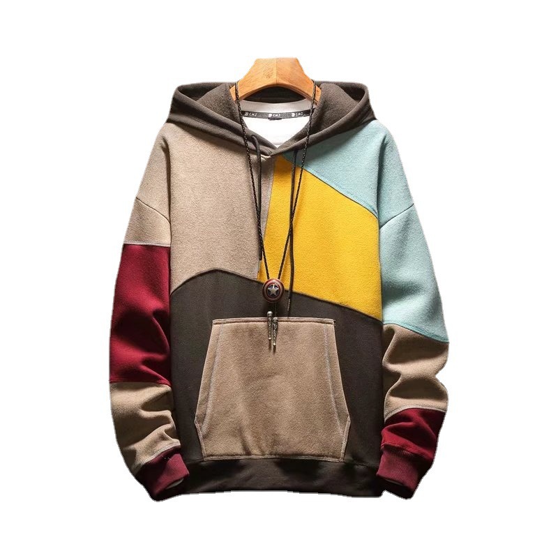 Men's clothing Spring and Autumn Hooded Jacket Sweatshirt Men's New Style Stitching Contrast Color Autumn Clothes Youth Trendy Tops_voghion.com