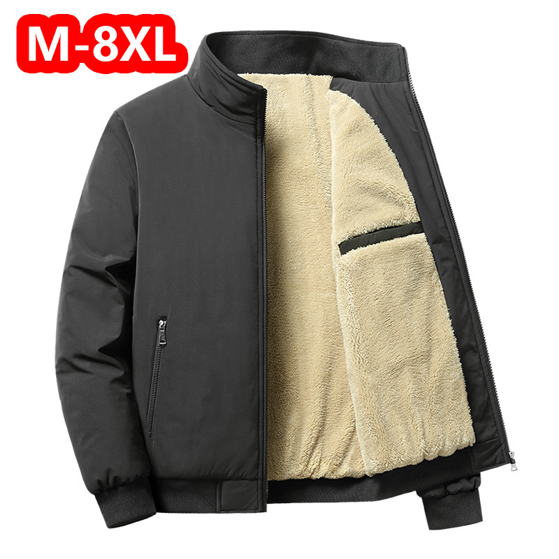 2023 New Middle-Aged Winter Velvet Thickened Jacket Plus Size Stand Collar Jacket Casual Men's Wholesale Manufacturer