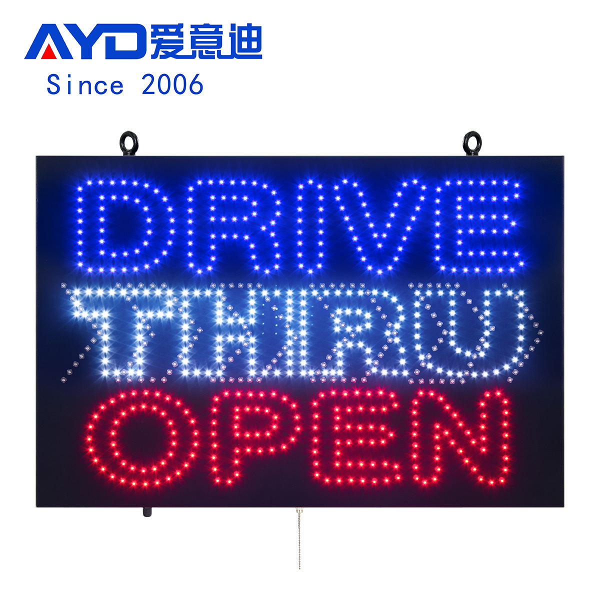 户外防水箱体招牌 遥控控制 DRIVE-THRU OPEN 60*90CM 门头指示牌