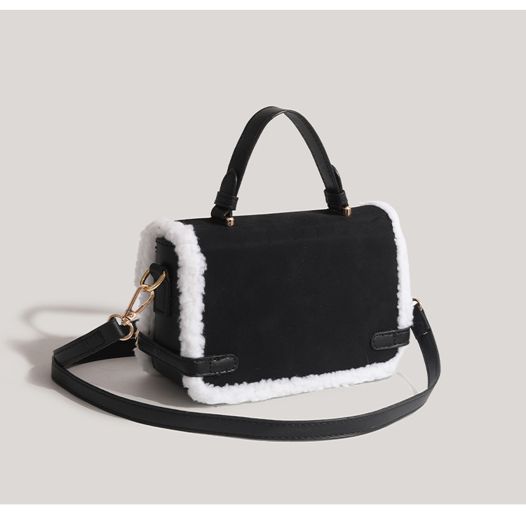 Women's genuine handbags for women 2024 plush lock small square bag high end versatile messenger bag_voghion.com