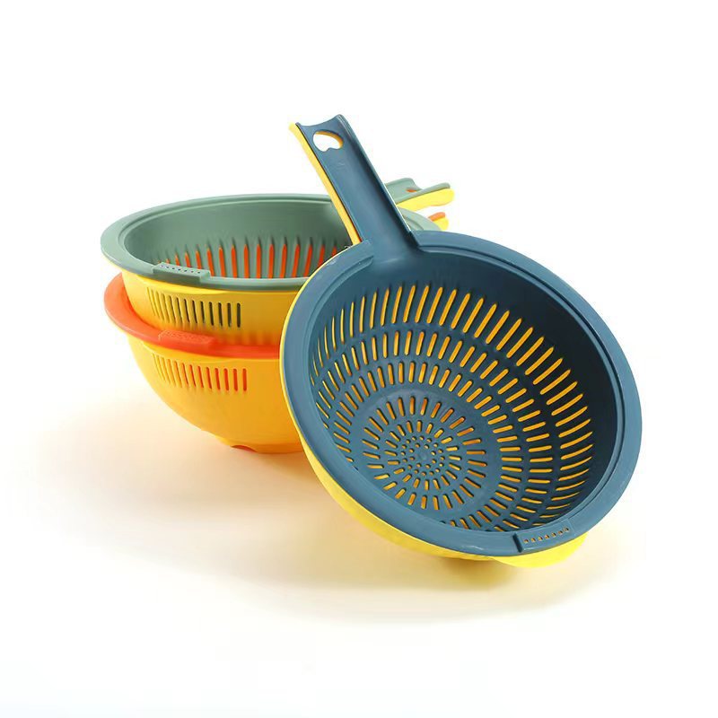 Cesta de drenaje de doble capa de OTUO lavavajillas de verduras de cocina lava frutas y verduras colgantes cucharas de agua gruesas