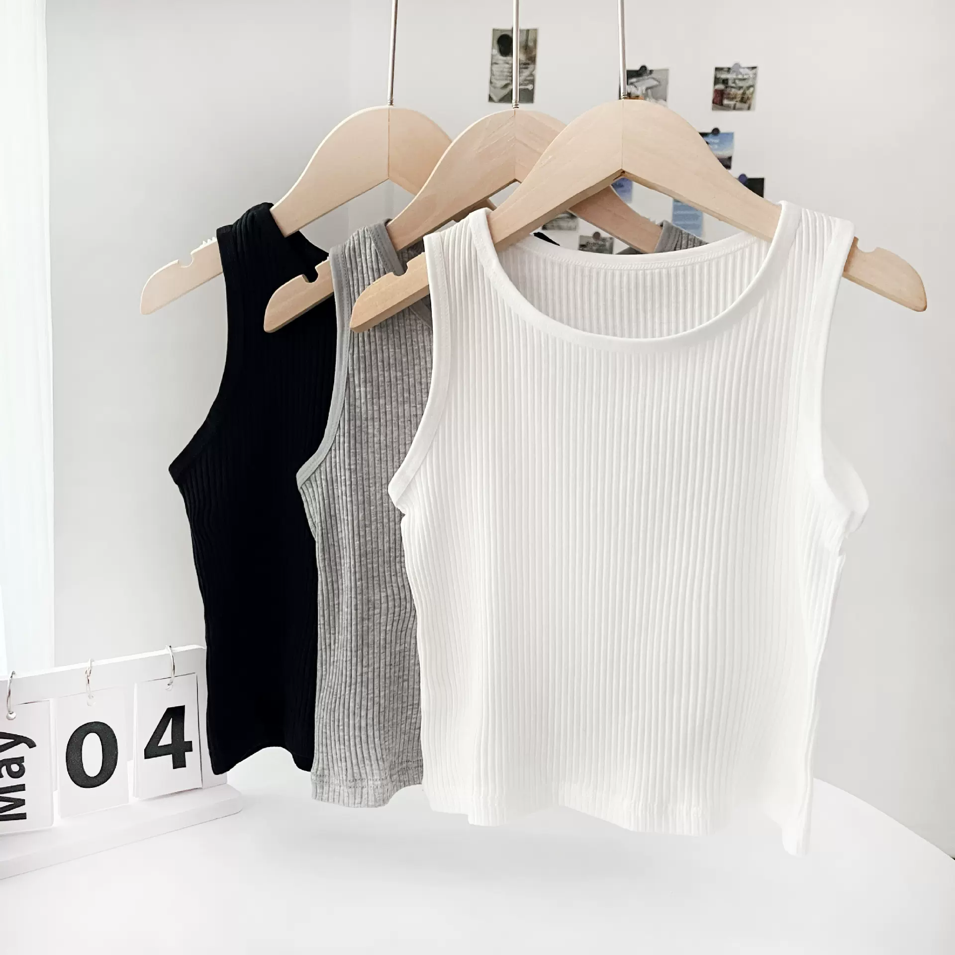 纯棉儿童背心螺纹黑白灰男童女童打底小中大童男童内穿外穿背心