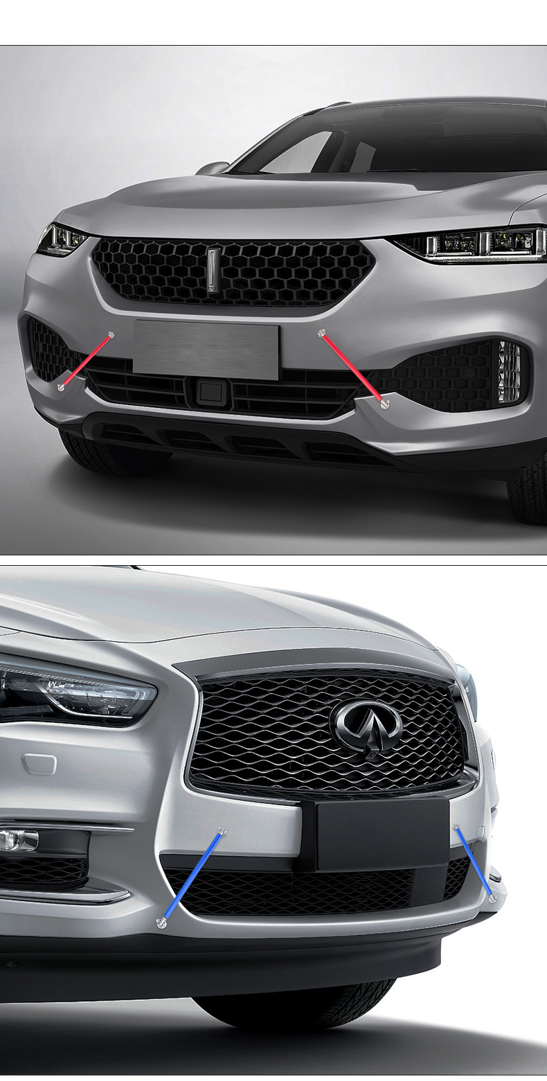 Car front shovel modification universal surround sticky tie rod front lip fixing bracket adjustable front and rear bar decorative tie rod