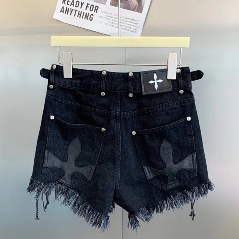 (2개) 인터넷 레드 블랙 데님 반바지 여성 여름 플러스 사이즈 뚱뚱한 자매 MM 슬리밍 높은 허리 넓은 다리 A 모양의 뜨거운 바지 유행