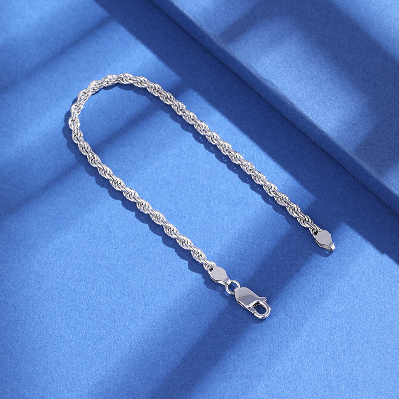 925 plata esterlina torcida pulsera mujer temu europea y americana hip hop pareja de alto nivel hombre cuerda torcida joyas transfronterizas