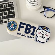 小八FBI眼睛盒高级感奶油眼镜收纳盒便携式近视pu皮眼镜盒墨镜