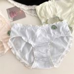 7A抑菌加长档女生内裤纯棉中腰女士三角裤~可爱芙芙清新甜美内裤