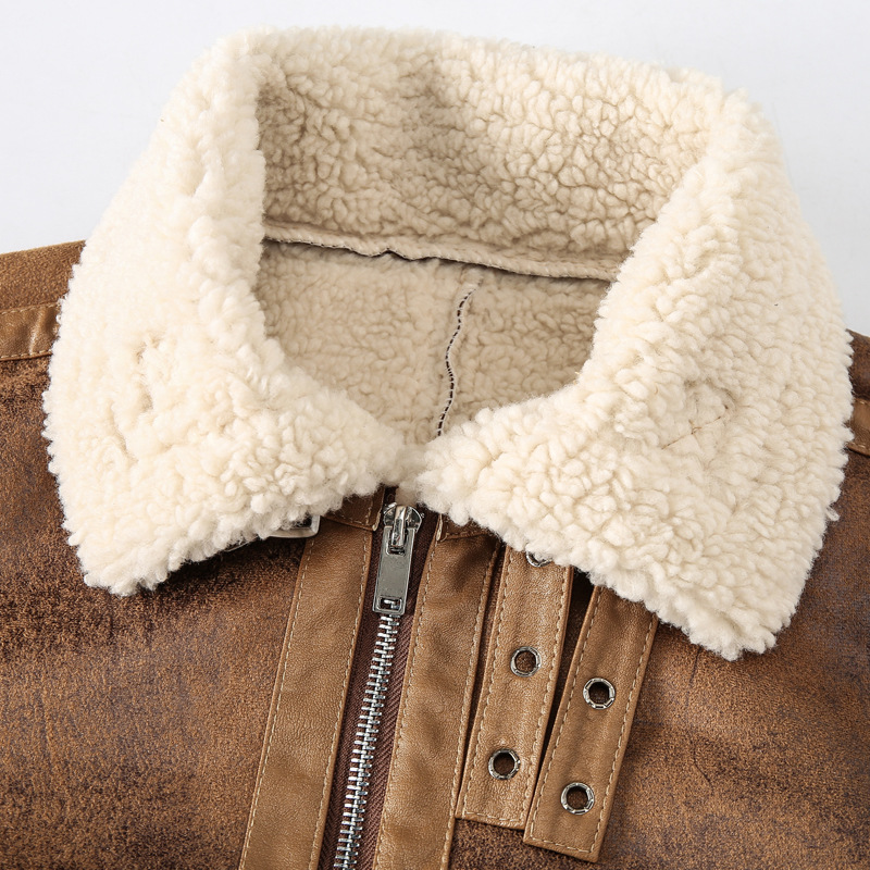 Men's Fleece Lined Leather Motorcycle Jacket With Hood Retro Style_voghion.com