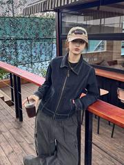 美式复古短款拉链休闲牛仔夹克外套女2025早秋薄款港风运动上衣潮