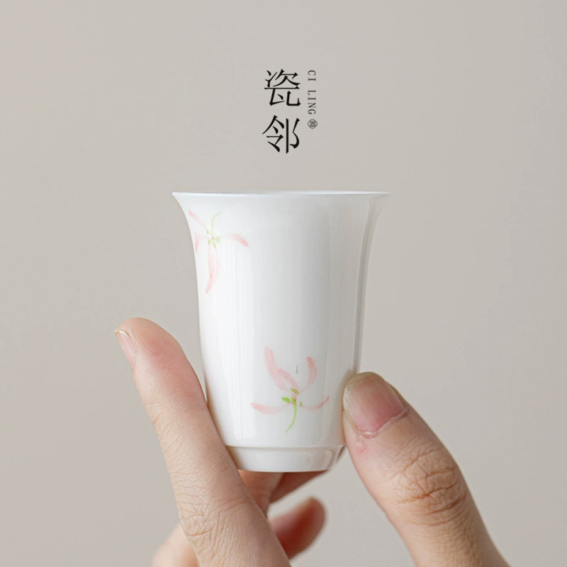 瓷邻 Tea cup Kung Fu Tea cup Smelling fragrance cup Personal special ceramic master cup Single cup Women's tea cup Tea set Single cup
