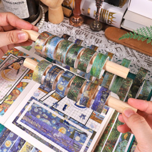 Yida Culture Cross-border Van Gogh Series Bronzing and Paper Tape DIY Decorative Hand Account Sticker Creative Life Small