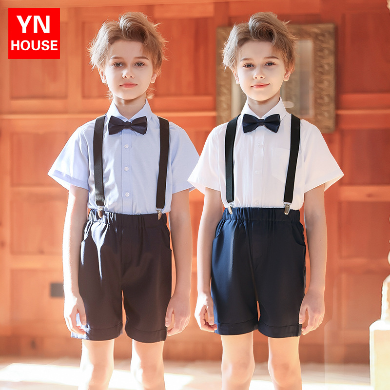 Vestido de niño, traje de tirantes, traje de actuación del día del niño, traje de actuación de coro de la escuela primaria, presentador de la niña de las flores