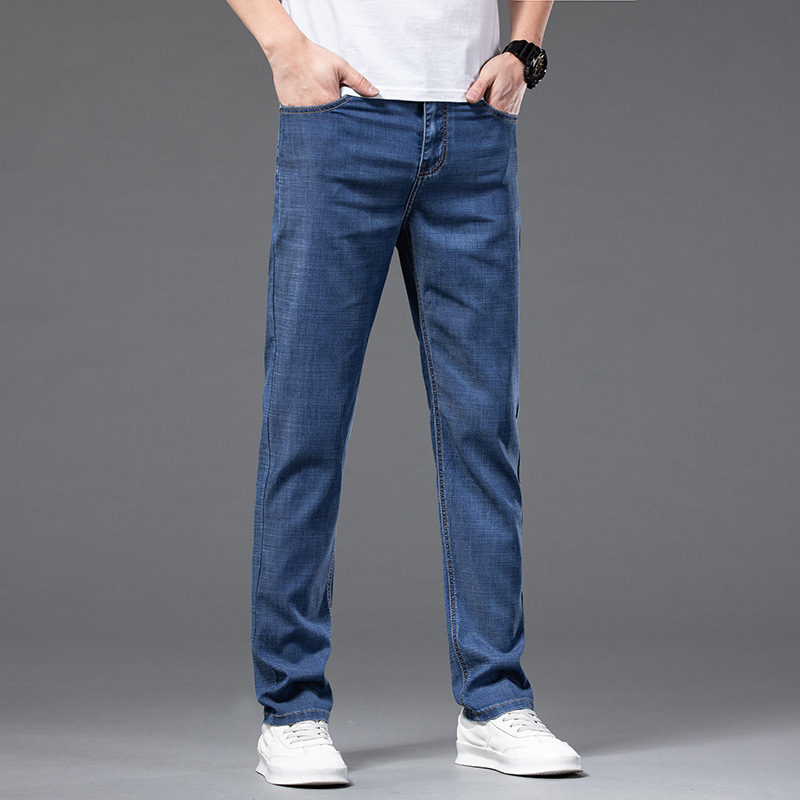 Tencel Jeans Men's Slim-fit Straight Tube Spring and Summer Business Casual All-match Young and Middle-aged Men's Long Pants TS8052