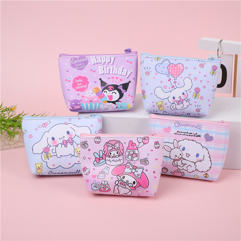 Versión coreana del monedero de dibujos animados del corazón de la niña del estudiante lindo auricular portátil bolsa de almacenamiento de cuero impermeable bolsa de monedas