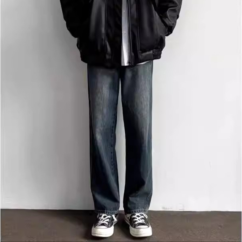 American-style vibe dark blue jeans men's 2025 spring and summer new lifting version pants ruffian handsome loose straight pants