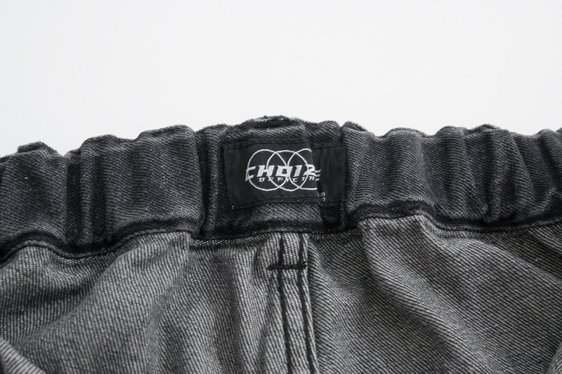 Men's Clothing Distressed Wash Tooling Jeans Men's and Women's New Fashion Brand Pocket Zipper Design Sense Side Strap Loose Straight Pants_viptrois.com