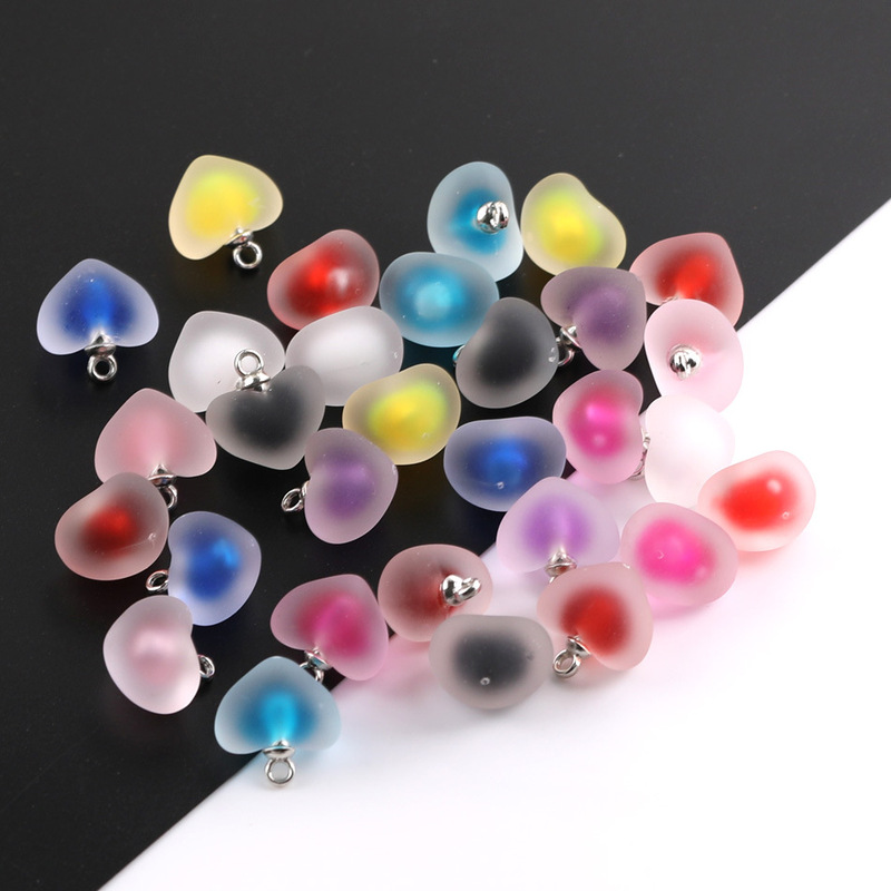 Frosted Hanging Hole Love Beads in Beads Acrylic Loose Beads DIY Handmade Homemade Earrings Necklace Hanging Material Accessories