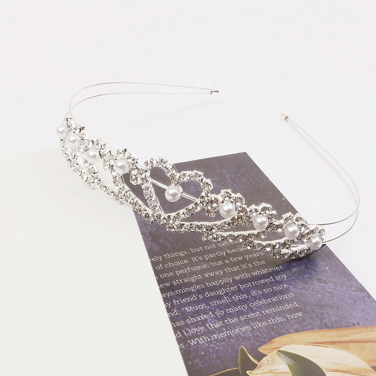 Amazon nuevo rhinestone perla diadema nupcial joyería de doble capa fina diadema de los niños corona tocado lote de fábrica