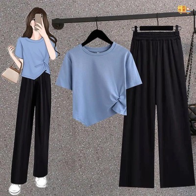 singleton suit new pattern Korean Edition Irregular have cash less than that is registered in the accounts T-shirt jacket vertical black Wide leg pants