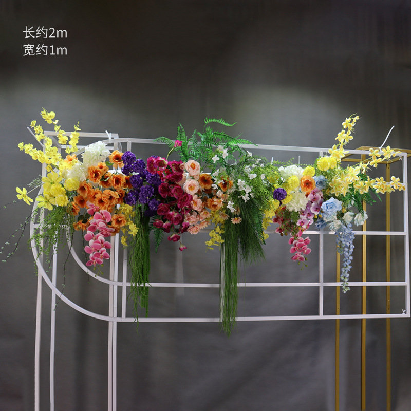 披露宴誕生日シミュレーション花芸装飾屋外結婚式布景絹花園芸壁掛けアーチ背景装飾花|undefined