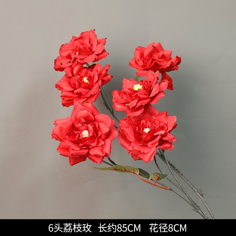 红色仿真花婚礼婚庆场地场景布置道具仿真花束花艺装饰花假花批发|undefined