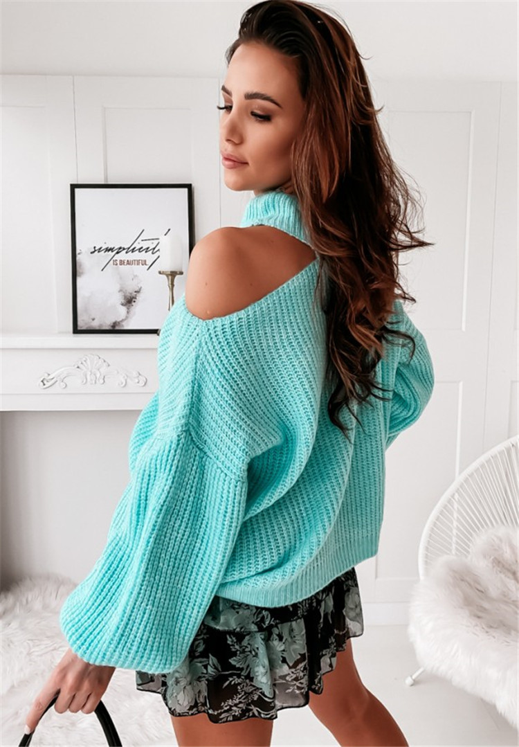 Women's Clothing new sweater sexy off shoulder knitted sweater long sleeved sweater _voghion.com