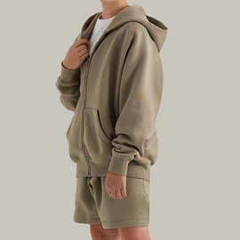 新款CHAOGONGFANG essentials童装儿童加绒拉链衫连帽卫衣