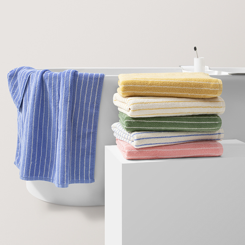 Manufacturer Wholesale Cross-Border Striped Cotton Towel Set Towel Square Towel Bath Towel Set Thickened Soft Absorbent Antibacterial Towel Set