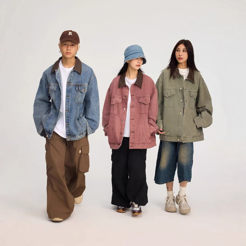 American Retro Washed Lazy Denim Jacket for Men and Women, Spring and Autumn Trendy Brand, Loose Simple Casual Versatile Jacket