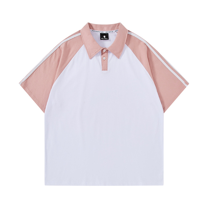 Procesamiento de camisa de Polo de manga corta de algodón Raglan impreso LOGO Hong Kong estilo de clase de moda uniforme grupo uniforme actividad T-shirt producción