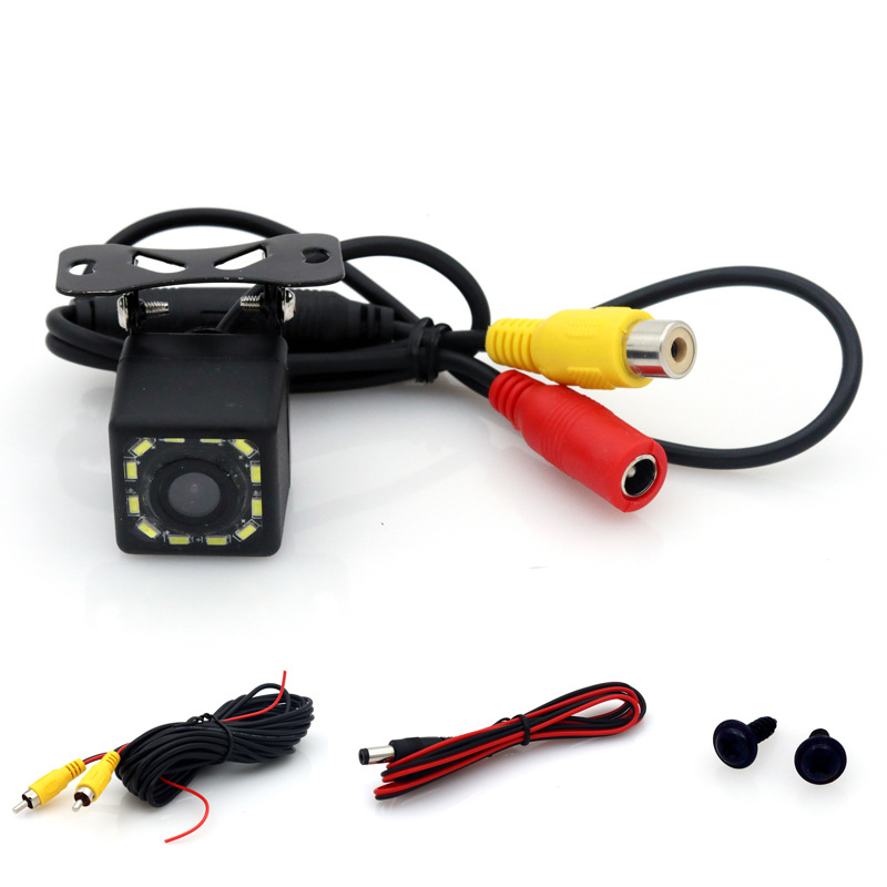 HD plug-in 12 lights CCD rear view camera mirror image with ruler with flower head