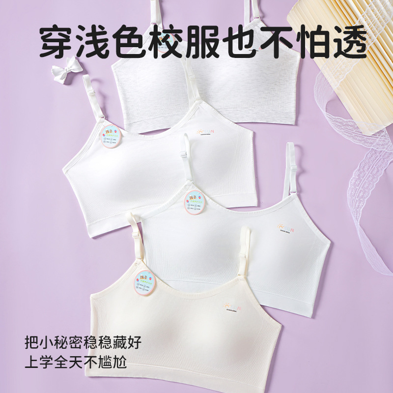Developmental Girls' Bra with Extra Padding, Fixed Cups, No Underwire, Anti-Bump, Comfortable, Breathable, Skin-Friendly, High Elasticity Developmental Girls' Bra with Extra Padding, Fixed Cups, No Underwire, Anti-Bump, Comfortable, Breathable, Skin-Friendly, High Elasticity