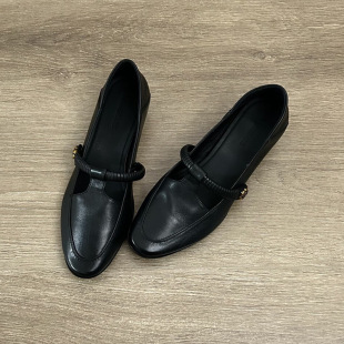 Ready Stock, Immediate Dispatch~ French Retro Mary Jane Autumn Genuine Leather Women's Shoes with T-Strap, Woven Chunky Heel, Round Toe, Suitable for Commuting