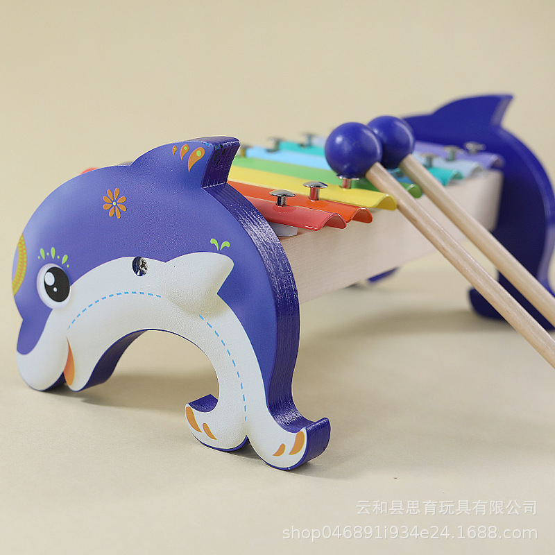 Eight-month-old to one-year-old baby's educational percussion musical toy, eight-tone hand-held xylophone, wooden toy for infants and toddlers.