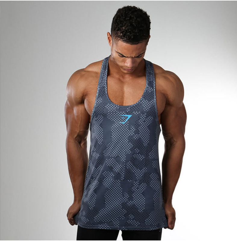 2021 Amazon AliExpress New Men's Fitness Vest Sleeveless T-shirt Slim Fit Short Sleeve Quick-drying Super Elastic Top