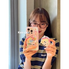 Apple 16promax 携帯電話ケース iphone13 新しい 15 に適した柔らかくてかわいい漫画の回転犬の家