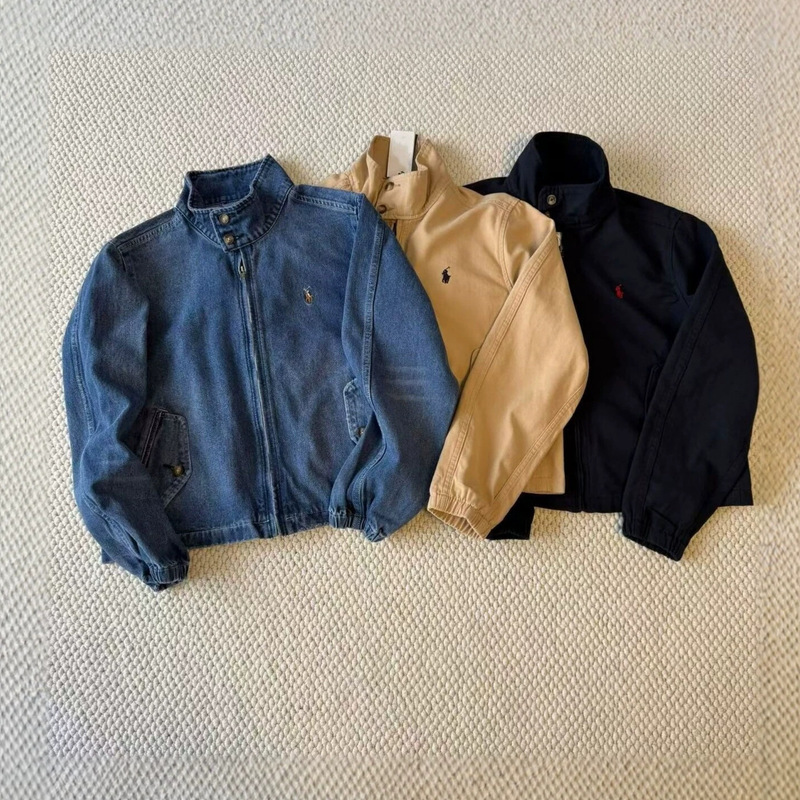 [Original Label with Qr Code] Ralph Lauren Jacket with Stand Collar, Short Style, Popular Women's Top