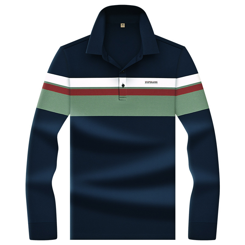 Marca de lujo ligera de alta gama de ropa de hombre camiseta nueva camiseta de manga larga con solapa t camiseta de polo de hombre a rayas de alto nivel