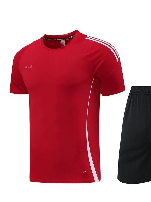 Nuevo conjunto deportivo transpirable de manga corta con cuello redondo, pantalones cortos de fitness para verano, conjunto de dos piezas para correr y fútbol, dropshipping.